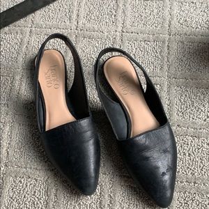 Black flat closed toe sandal